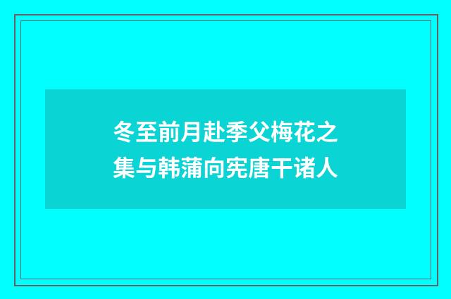冬至前月赴季父梅花之集与韩蒲向宪唐干诸人