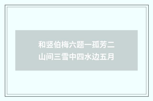 和竖伯梅六题一孤芳二山间三雪中四水边五月