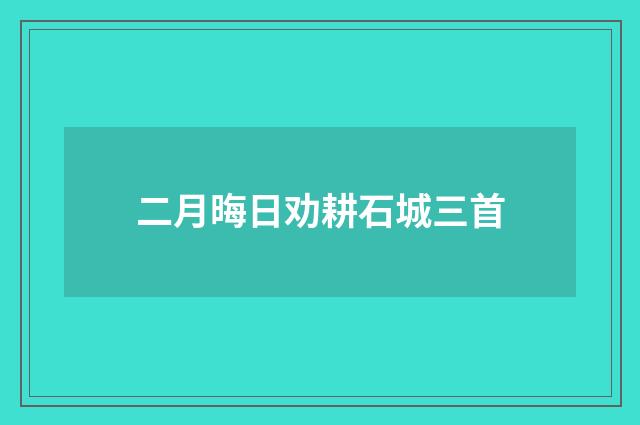 二月晦日劝耕石城三首