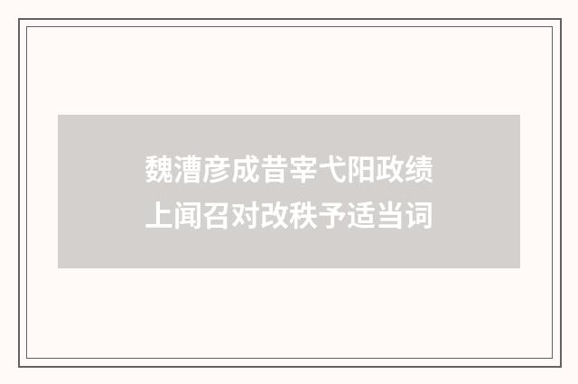 魏漕彦成昔宰弋阳政绩上闻召对改秩予适当词