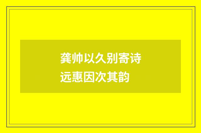 龚帅以久别寄诗远惠因次其韵
