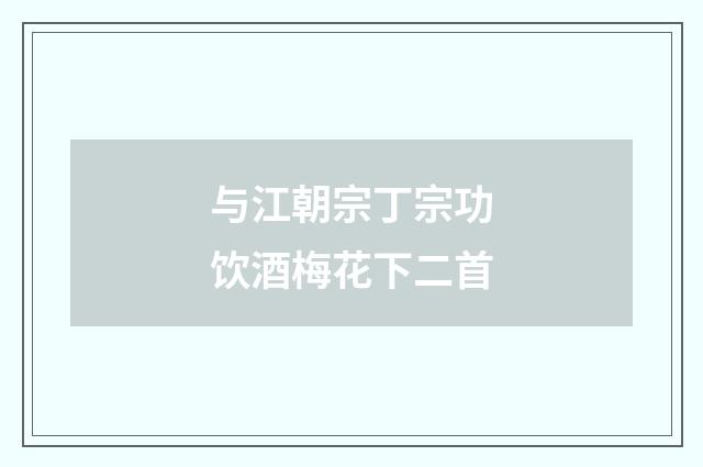 与江朝宗丁宗功饮酒梅花下二首