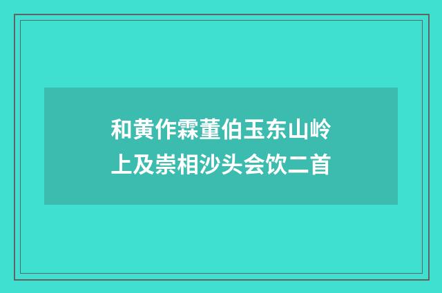 和黄作霖董伯玉东山岭上及崇相沙头会饮二首
