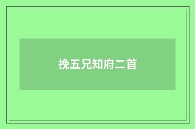 挽五兄知府二首