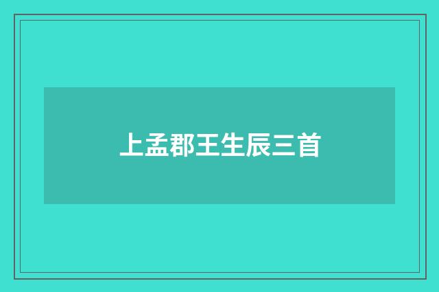 上孟郡王生辰三首