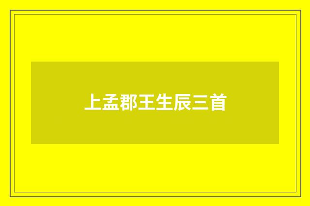 上孟郡王生辰三首