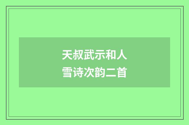 天叔武示和人雪诗次韵二首