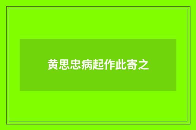 黄思忠病起作此寄之