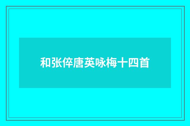 和张倅唐英咏梅十四首