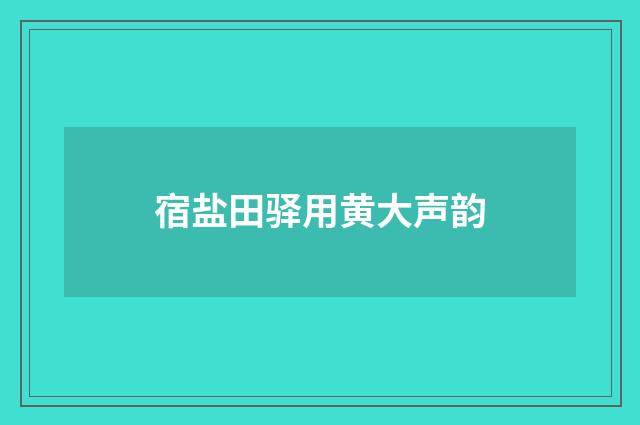 宿盐田驿用黄大声韵