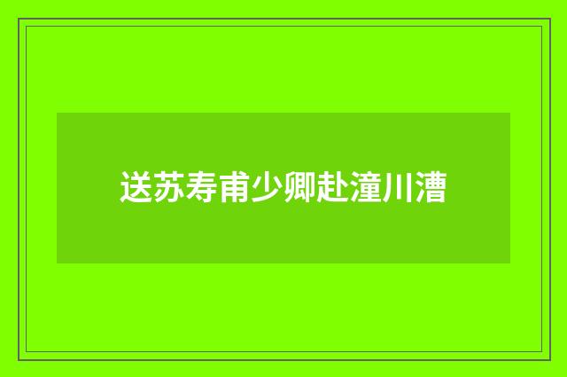 送苏寿甫少卿赴潼川漕
