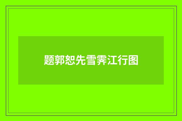 题郭恕先雪霁江行图