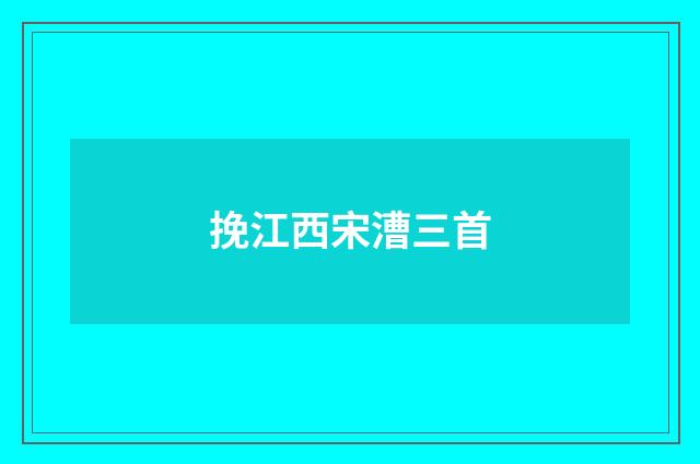 挽江西宋漕三首