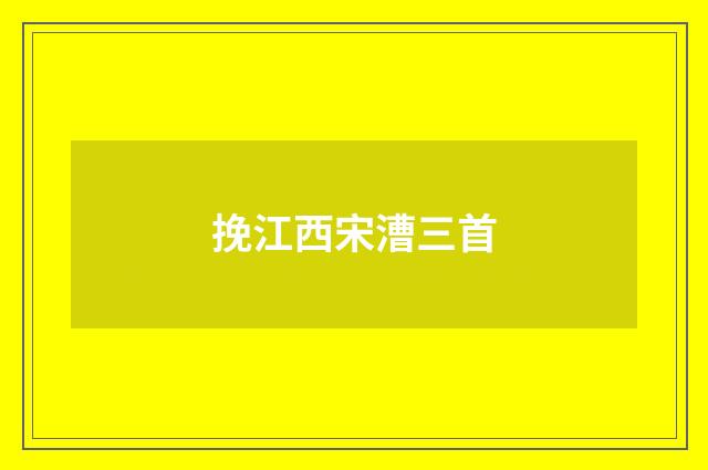 挽江西宋漕三首