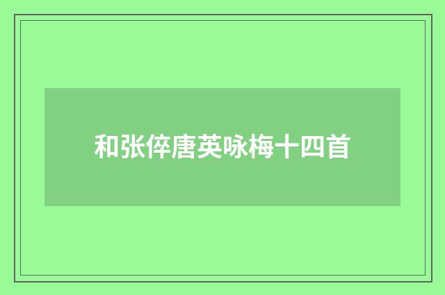 和张倅唐英咏梅十四首