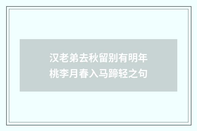 汉老弟去秋留别有明年桃李月春入马蹄轻之句