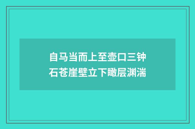 自马当而上至壶口三钟石苍崖壁立下瞰层渊湍