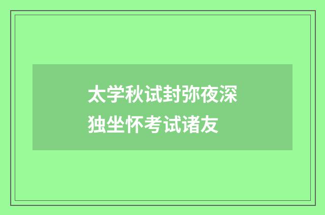 太学秋试封弥夜深独坐怀考试诸友