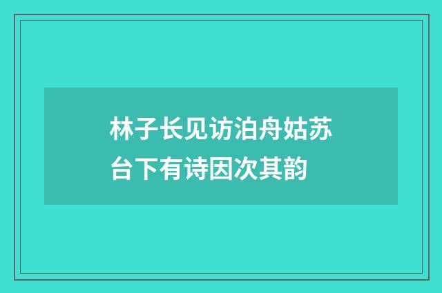 林子长见访泊舟姑苏台下有诗因次其韵