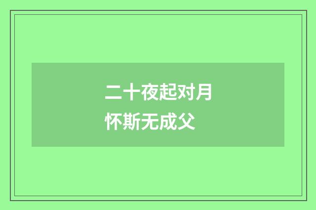 二十夜起对月怀斯无成父