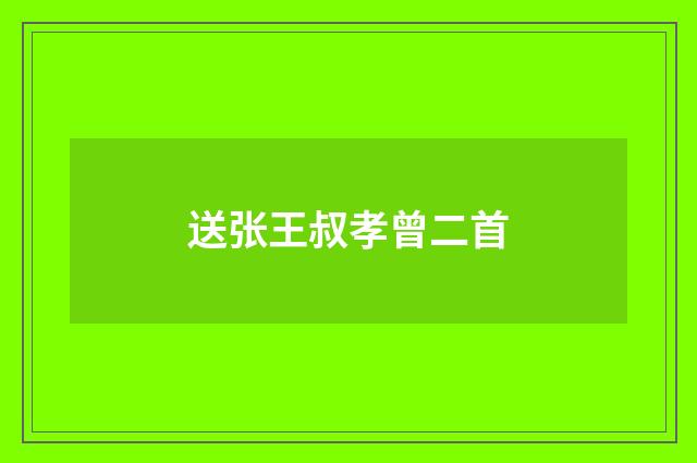送张王叔孝曾二首