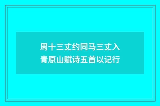 周十三丈约同马三丈入青原山赋诗五首以记行