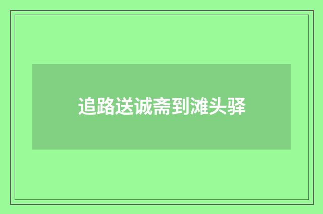 追路送诚斋到滩头驿
