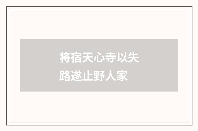 将宿天心寺以失路遂止野人家