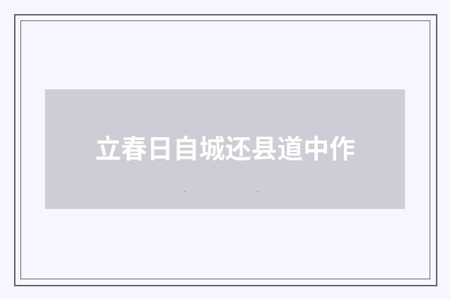 立春日自城还县道中作