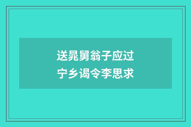 送晁舅翁子应过宁乡谒令李思求