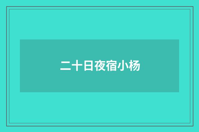 二十日夜宿小杨