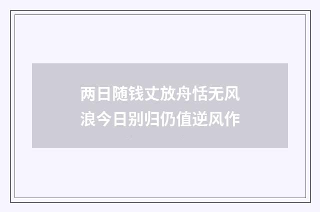 两日随钱丈放舟恬无风浪今日别归仍值逆风作