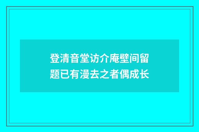 登清音堂访介庵壁间留题已有漫去之者偶成长