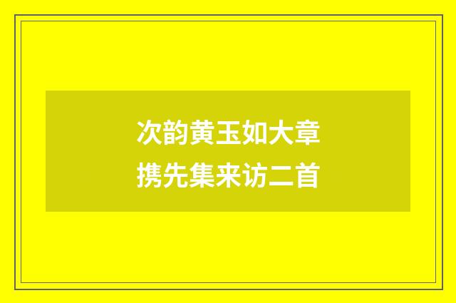 次韵黄玉如大章携先集来访二首