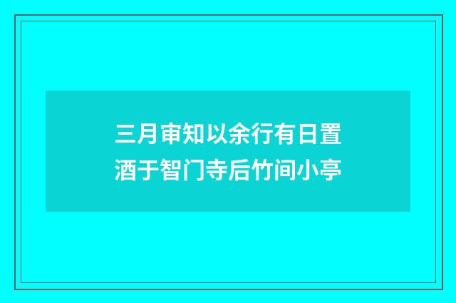 三月审知以余行有日置酒于智门寺后竹间小亭