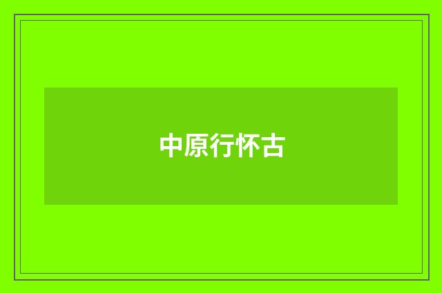 中原行怀古