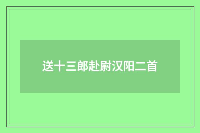 送十三郎赴尉汉阳二首