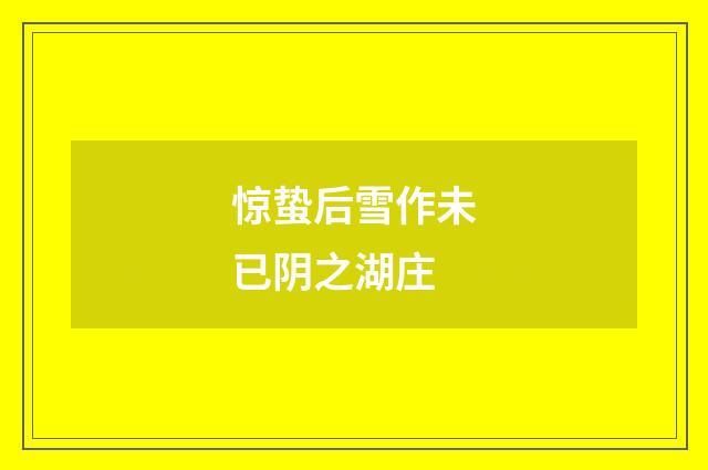 惊蛰后雪作未已阴之湖庄