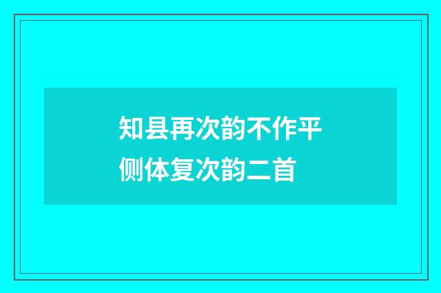 知县再次韵不作平侧体复次韵二首