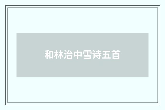 和林治中雪诗五首