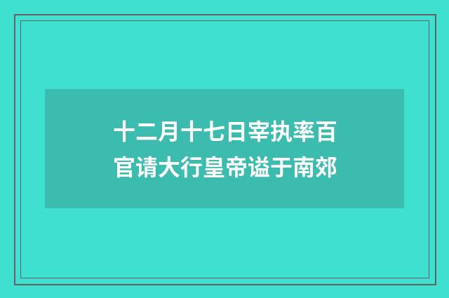 十二月十七日宰执率百官请大行皇帝谥于南郊