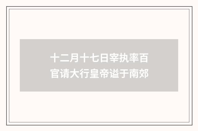 十二月十七日宰执率百官请大行皇帝谥于南郊