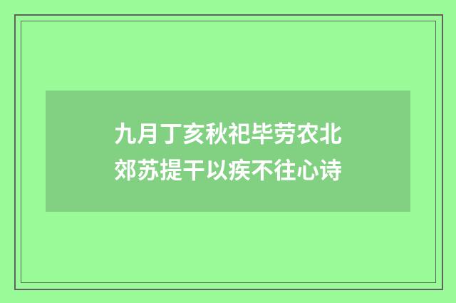 九月丁亥秋祀毕劳农北郊苏提干以疾不往心诗