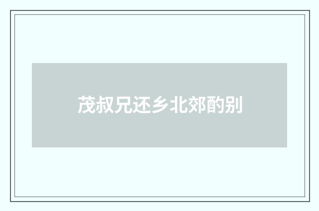 茂叔兄还乡北郊酌别