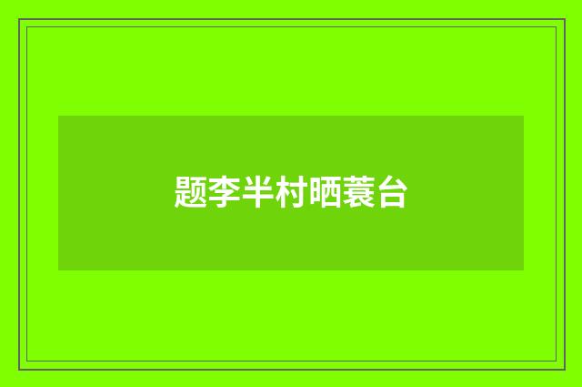 题李半村晒蓑台