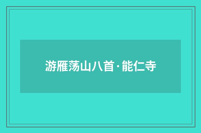 游雁荡山八首·能仁寺