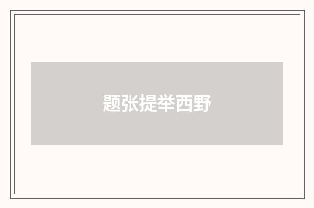 题张提举西野