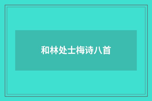 和林处士梅诗八首