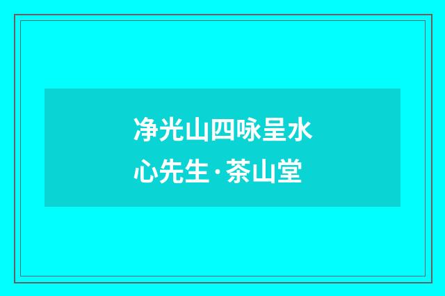 净光山四咏呈水心先生·茶山堂