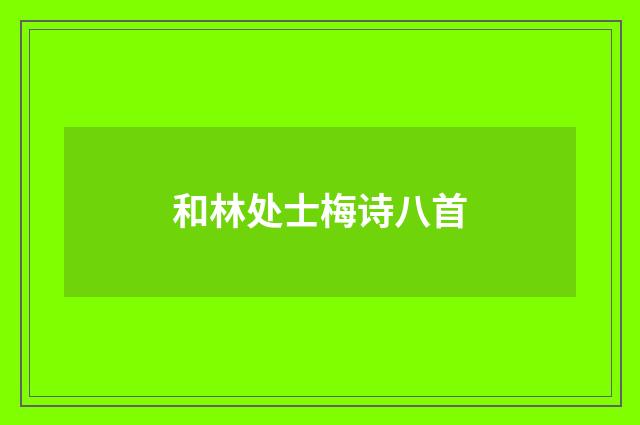 和林处士梅诗八首